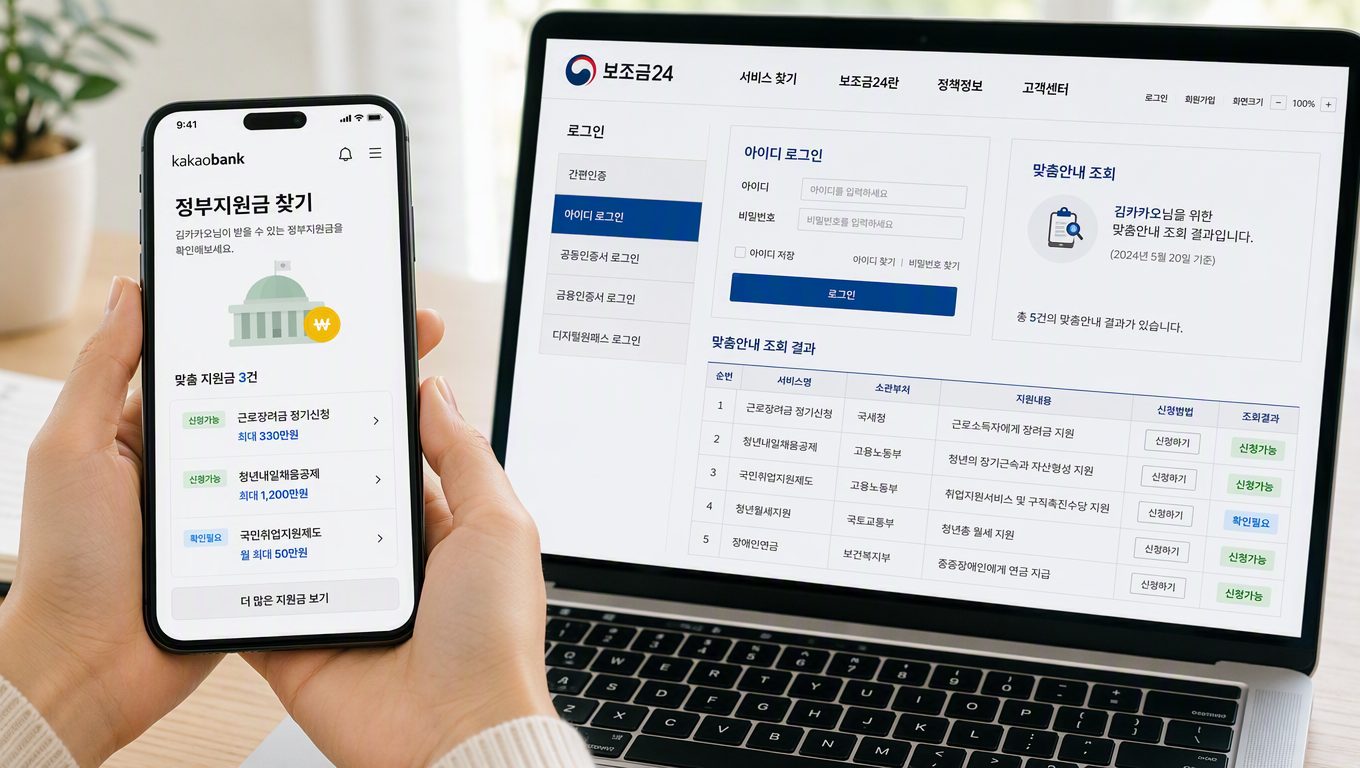 정부 지원금 받는법, 보조금24와 카카오뱅크로 확인하는 방법